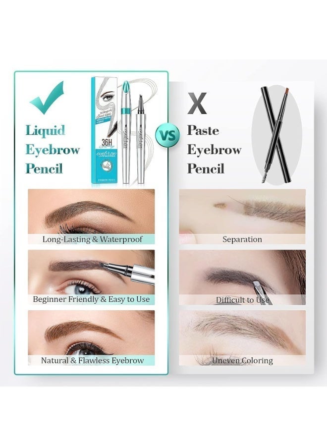 ChicAbode Eyebrow Pencil Eyebrow Microblading Pen - Eye Makeup Eyebrow Pen Micro 4 Point Brow Pen Lift & Eyebrow Microblading Pen Long-Lasting Waterproof Natural Eyebrow Hair (Black) - Image 5